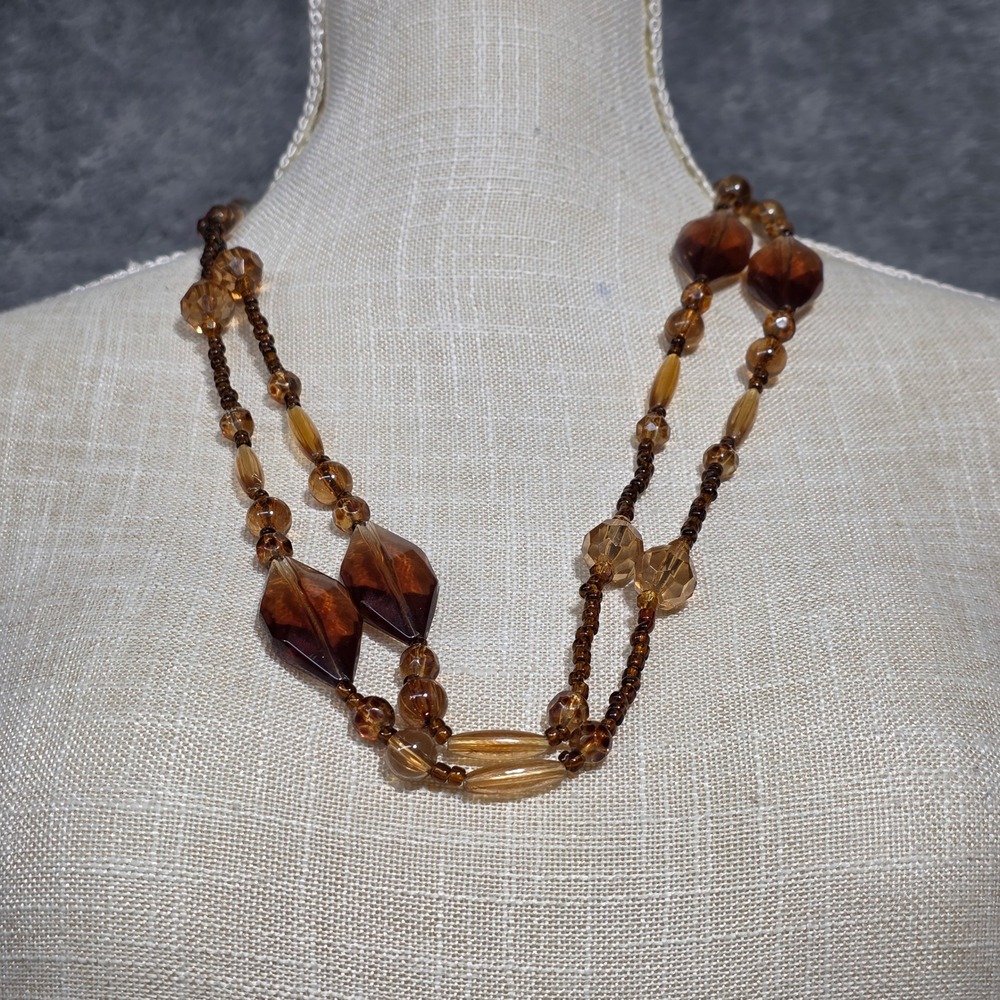 Beaded Necklace Brown Statement Fashion Jewelry‎